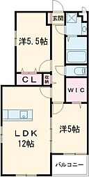 プランドール御井神道 505 5階2LDKの間取り