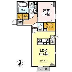 コンフォート・古城 1階1LDKの間取り