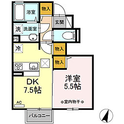 コンフォールななせ 1DKの間取図画像