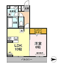 D-グレイスA 1LDKの間取図画像
