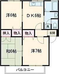 サニーコートB 3DKの間取図画像