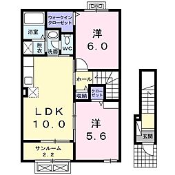 シャルマン1 2LDKの間取図画像