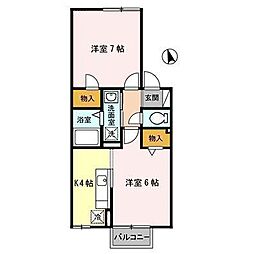 セジュール252 2Kの間取図画像