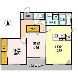 リノ　ムア 2階2LDKの間取り