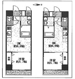リデアル顕徳 1DKの間取図画像