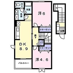 ラフィネ1 2DKの間取図画像