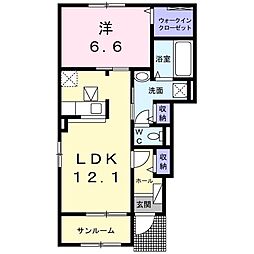 アザレア・Ｍ　I 1階1LDKの間取り