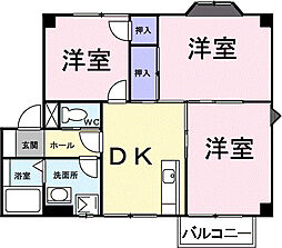 ネオ・シャトー 2階3DKの間取り