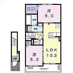 ルーベル塩屋2A 2LDKの間取図画像