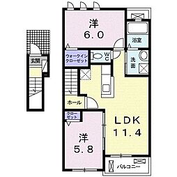 クレール3A 2LDKの間取図画像