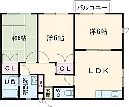 京阪交野線 星ケ丘駅 徒歩1分の賃貸アパート 2階3LDKの間取り