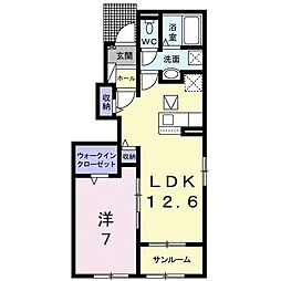 ヘリオス木太1 1LDKの間取図画像