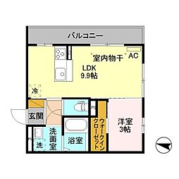 クオリティー御館 1LDKの間取図画像