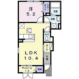 ネオフェニックス 1LDKの間取図画像