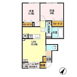 ラ・プラージュ 2LDKの間取図画像