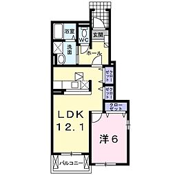 クランベリーコート 1階1LDKの間取り