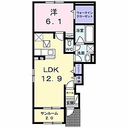 トー・アルブルA 1LDKの間取図画像