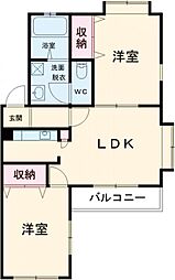 熊本電気鉄道 北熊本駅 徒歩2分の賃貸マンション 3階2LDKの間取り