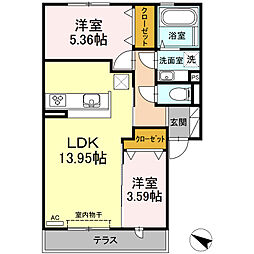 ボナール・黒石 2LDKの間取図画像