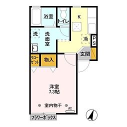 グラン・デ・コートB 1Kの間取図画像