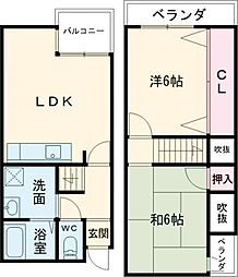 マンションタイムII 1階2LDKの間取り