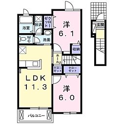Ｃａｎｏｎ 2階2LDKの間取り