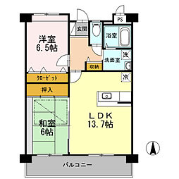 ルネスリヴェール 2LDKの間取図画像