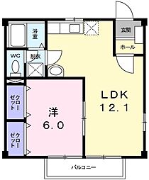 コーポフローラ 2階1LDKの間取り