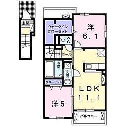 ヴィラドゥース2 2LDKの間取図画像