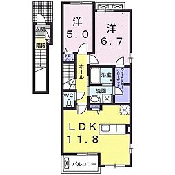 ベルアンジュ 2階2LDKの間取り