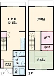 第1錦フルーツコーポ　レモン 1階2LDKの間取り