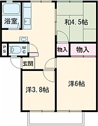 桜ハイツ 3Kの間取図画像