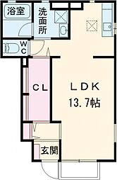 ウェルシー1 1Kの間取図画像