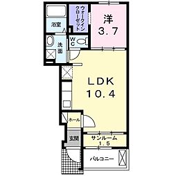 ヴィル・アルモニー 1LDKの間取図画像