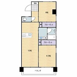 フリューゲル年見 2LDKの間取図画像