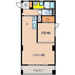 フォレストカーサ 2階1LDKの間取り