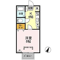 グランドール南沖　B 1階1Kの間取り