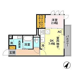 グリーンテラス長野駅東口 1DKの間取図画像