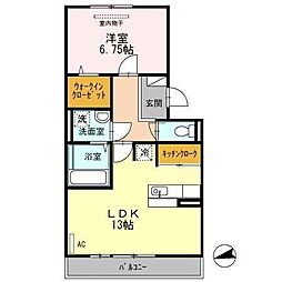 ロータス鹿児島中央 1LDKの間取図画像