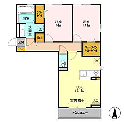 モルゲンロート　　光 3階2LDKの間取り