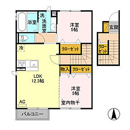 メゾン・ド・ソレイユ　Ｂ 2階2LDKの間取り