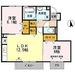サニーサイドコート 1階2LDKの間取り