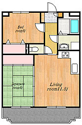 スリーリング 3階2LDKの間取り