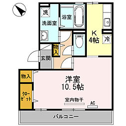 JR山陽本線 福山駅 バス34分 東川口四丁目下車 徒歩2分の賃貸アパート 3階ワンルームの間取り