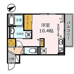 ラ・シャンブル 3階ワンルームの間取り