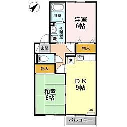 ハイツビューテラスB 2DKの間取図画像