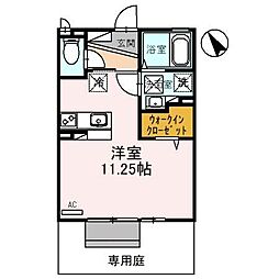 エスパシオ 1階ワンルームの間取り