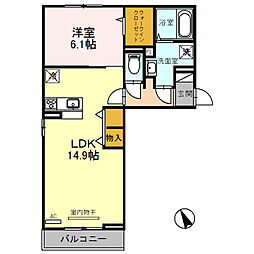 リバーテラス 1LDKの間取図画像