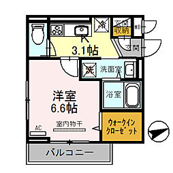 R-001 1Kの間取図画像