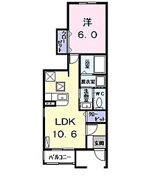 プライムグレイス 1LDKの間取図画像